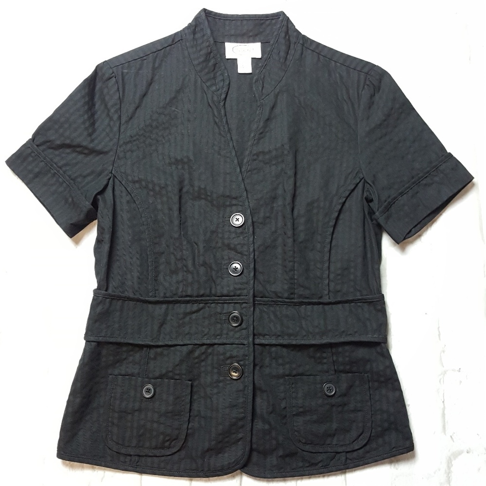 🍒 Talbots Button Down V-Neck Short Sleeve Top